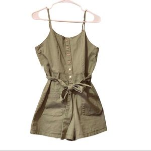 Justify Romper Size Small Olive Green Button Closure Spaghetti Straps